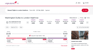 Virgin Atlantic Award Search